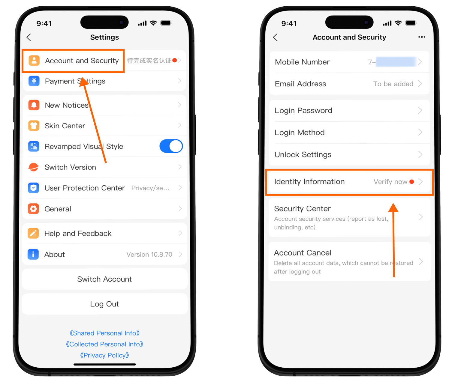 Верификация Alipay: Account and Security и Identity Information